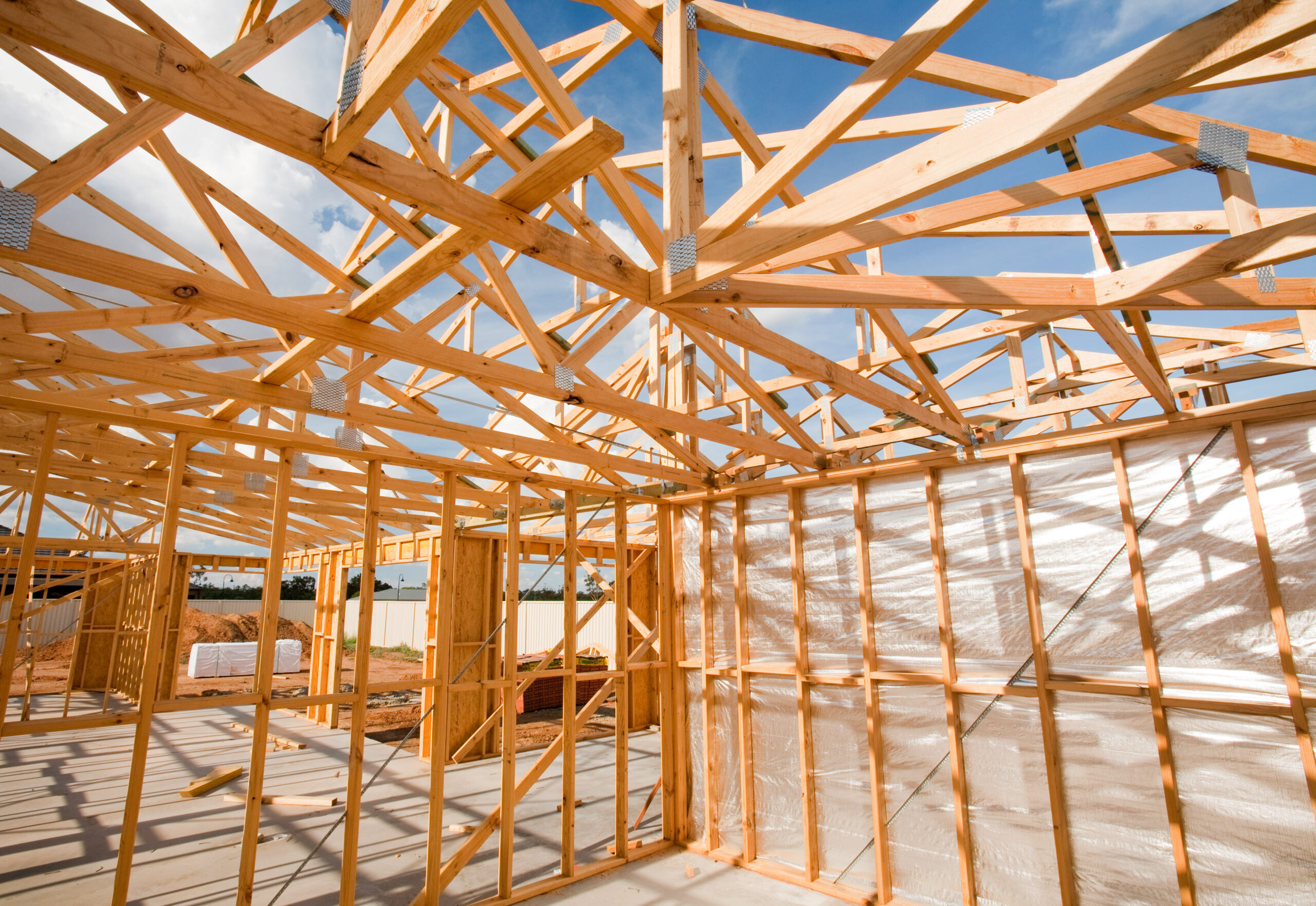 Constructing new timber framed houses in Echuca, Australia. (Photo by Ashley Cooper/Construction Photography/Avalon/Getty Images)